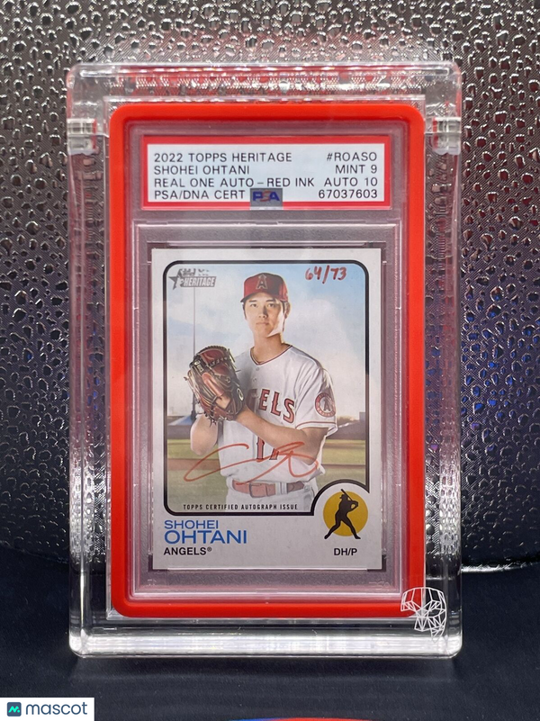 2022 Topps Heritage Shohei Ohtani Real one auto red ink /73! PSA 9! SSP! Angels!