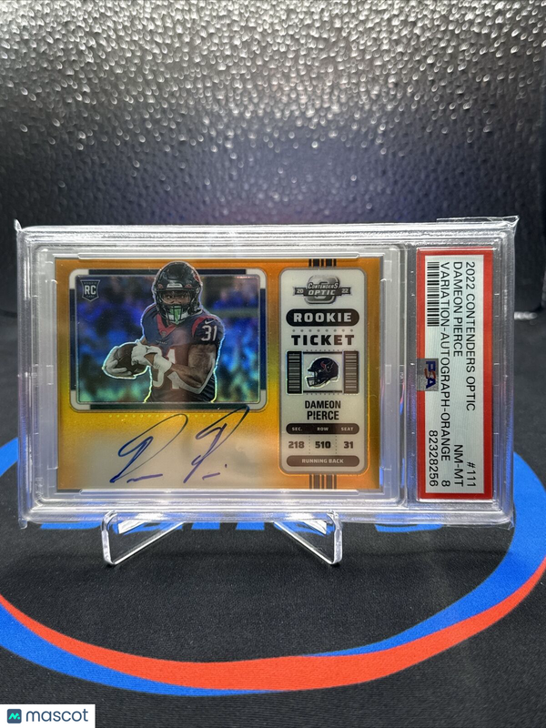 2022 Contenders Optic Dameon Pierce Variation Autograph Orange 15/20 PSA 8