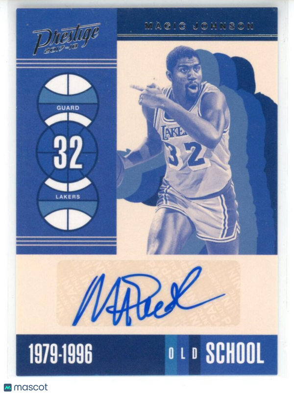 2017-18 Panini Prestige Old School Signatures #1 Magic Johnson Los Angeles Laker