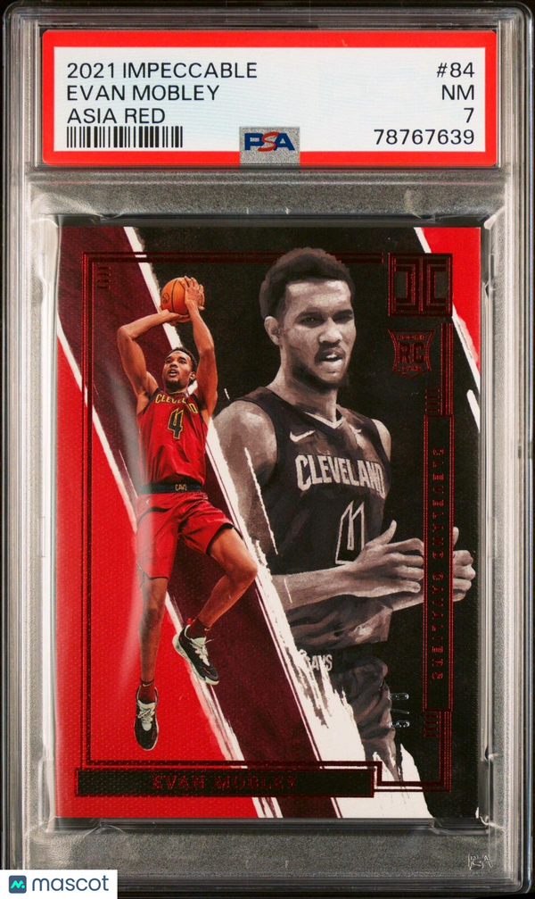 2021 Panini Impeccable Evan Mobley Asia Red 84 PSA 7 NM