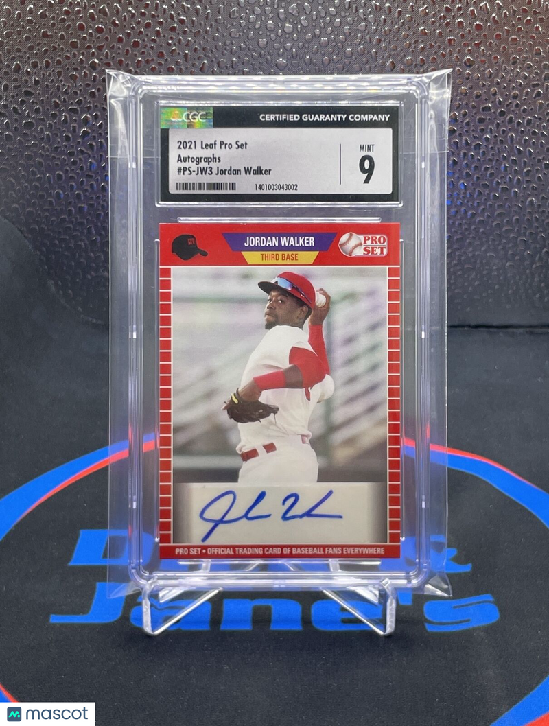 Jordan Walker 2021 Leaf Pro Set RED AUTO PRC Cardinals Color Match Auto CGC 9