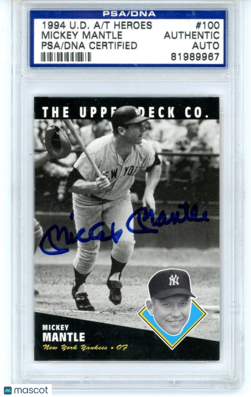 1994 Upper Deck All Time Heroes Autographs Buy Back On Card Mickey Mantle