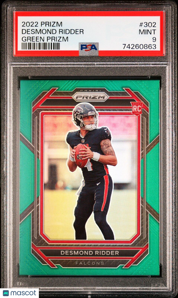 2022 Panini Prizm Desmond Ridder Green Prizm 302 PSA 9 MINT