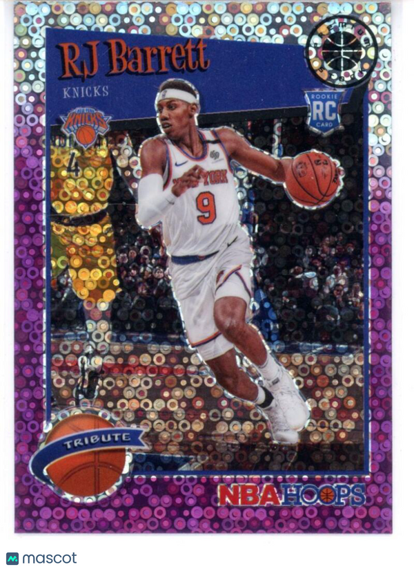 2019-20 Panini Hoops Premium Stock Retail Purple Disco Prizm #298 RJ Barrett Kni