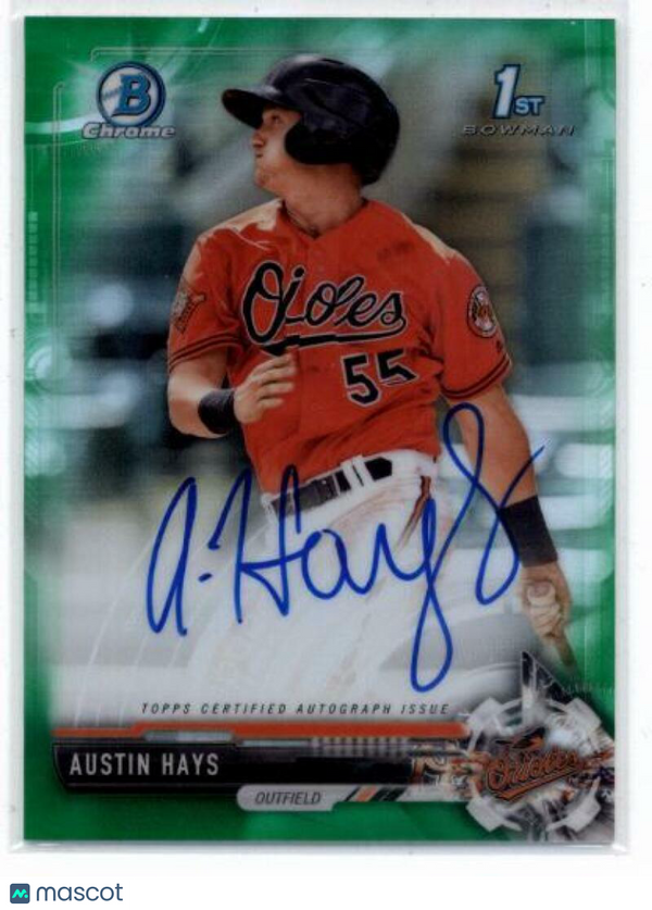 2017 Bowman Chrome Prospects Autographs Green Refractor #CPA-AH Austin Ha 838844