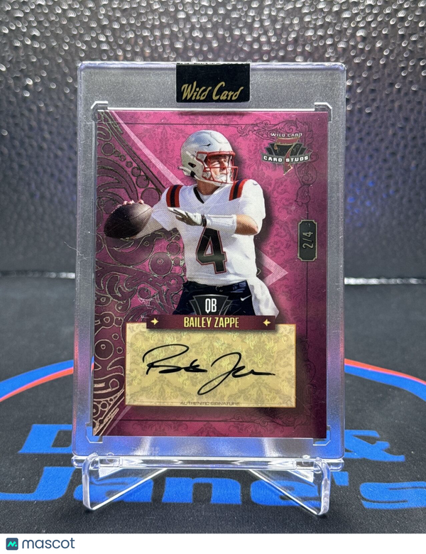 2023 7 Card Studs Bailey Zappe RC Auto Left Club Pink Parallel Jersey Match 2/4