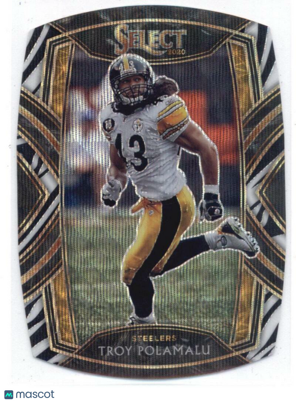 2020 Panini Select Zebra Prizm Die-Cut #228 Troy Polamalu Steelers Club Level NM