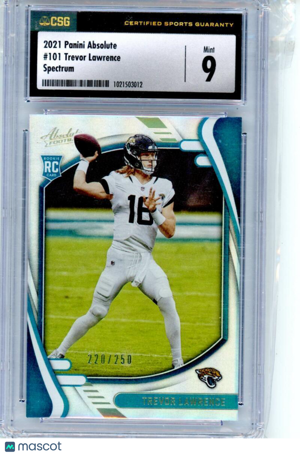 2021 Panini Absolute Spectrum #101 Trevor Lawrence Jaguars CSG 9 Mint (RC - Rook