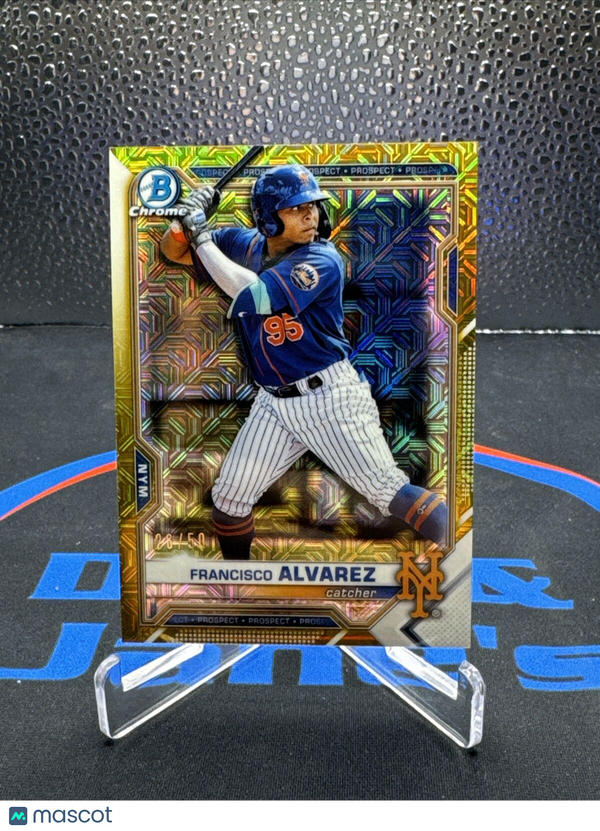 Francisco Alvarez Bowman Chrome Gold Refractor # /50  #BCP-209 New York Mets