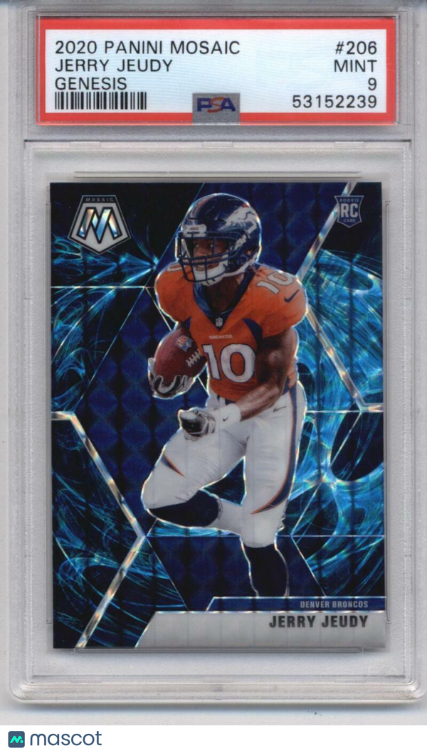 2020 Panini Mosaic Mosaic Genesis #206 Jerry Jeudy Broncos PSA 9 MINT (RC - Rook