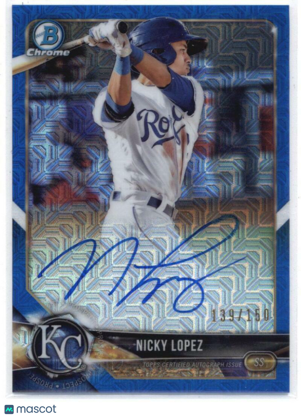 2018 Bowman Chrome Prospects Autographs Refractors Blue Mega #BCPA-NL Nicky Lope