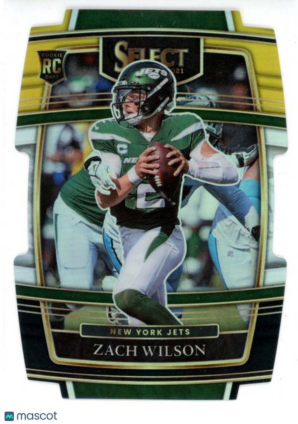 2021 Panini Select Green and Yellow Prizm Die-Cut #44 Zach Wilson NY Jets Concou