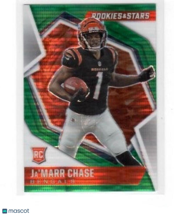 2021 Panini Rookies and Stars Green Pulsar Prizm #107 Ja'Marr Chase Bengals NM-M