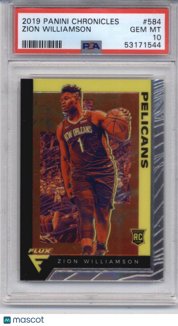 2019-20 Panini Chronicles Flux #584 Zion Williamson Pelicans PSA 10 GEM MINT