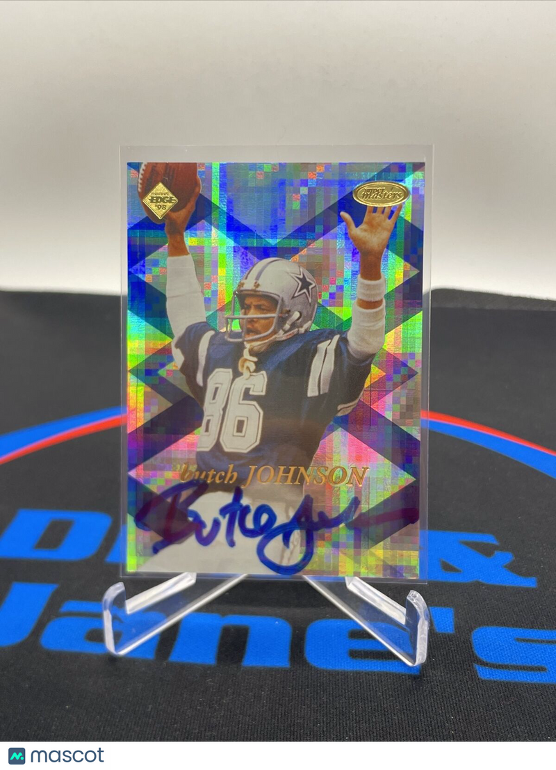 1998 Collectors edge Butch Johnson  on card Auto 730/2000 Dallas Cowboys HOF