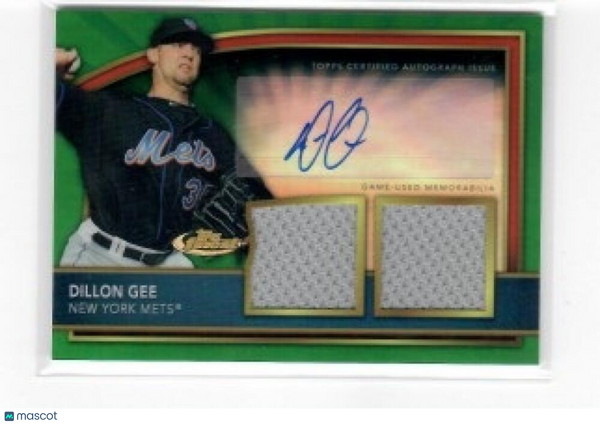 2011 Topps Finest Rookie Dual Relic Autographs Refractors Green #79 Dillon Gee M