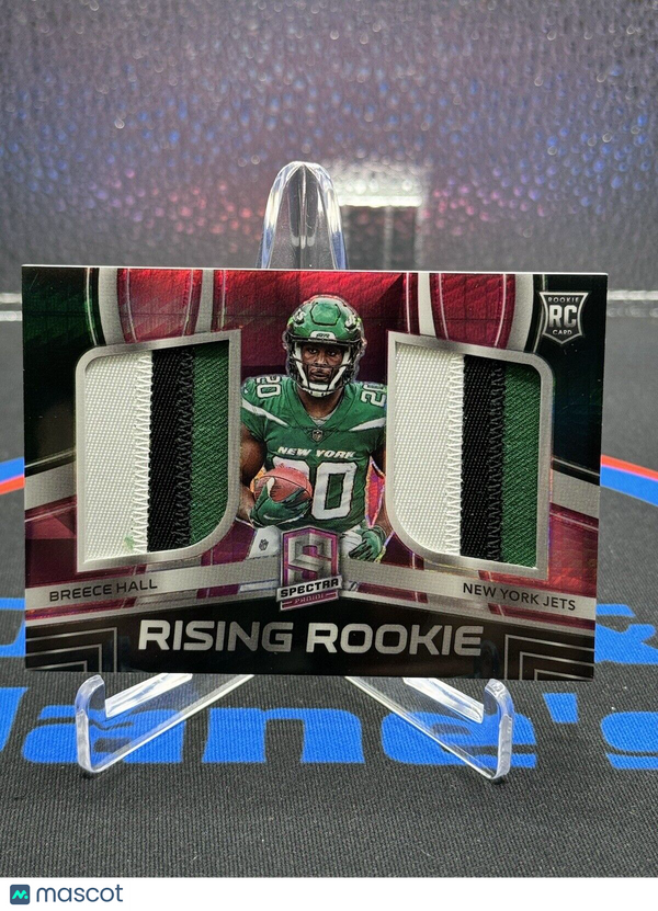 Breece Hall 2022 Spectra Rising Rookie Neon Pink /15 Jets Dual Patch