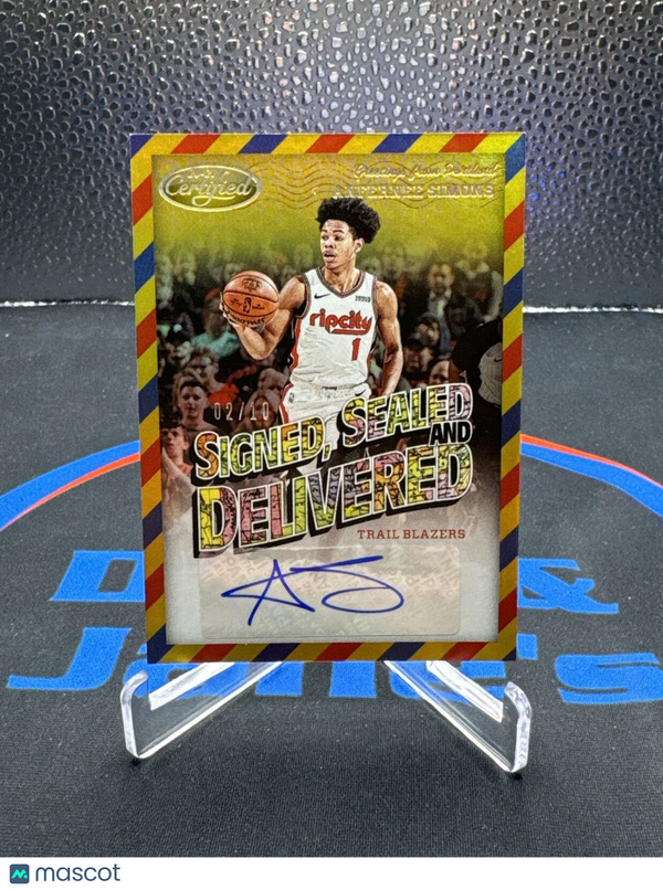 2020 Panini Certified Anfernee Simons Signed Sealed & Delivered Sticker Auto /10