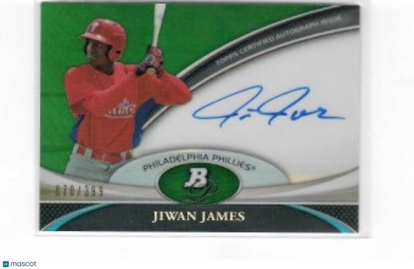 2011 Bowman Platinum Autographed Prospects Green Refractors #JJ Jiwan James Phil