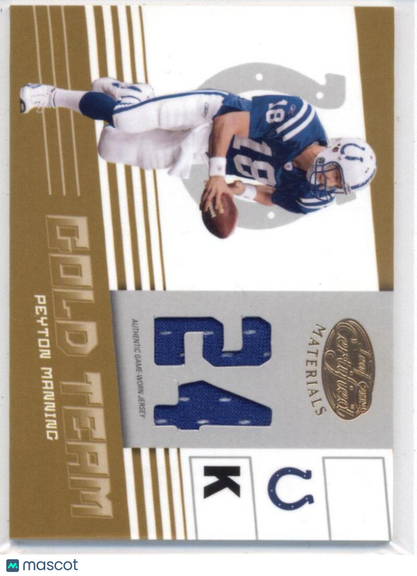 2004 Leaf Certified Materials Gold Team Jersey 24K #GT18 Peyton Manning Colts NM