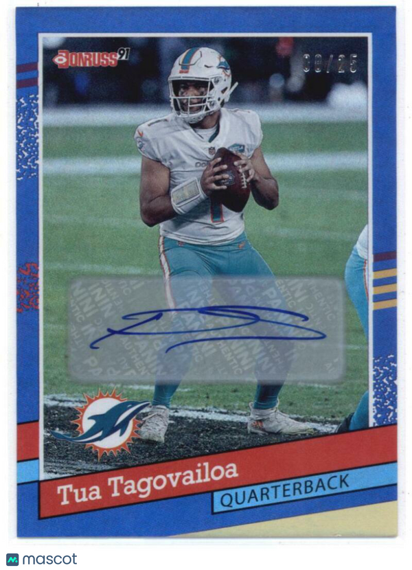 2021 Donruss Retro 1991 Autographs #27 Tua Tagovailoa Dolphins NM-MT (Autographe