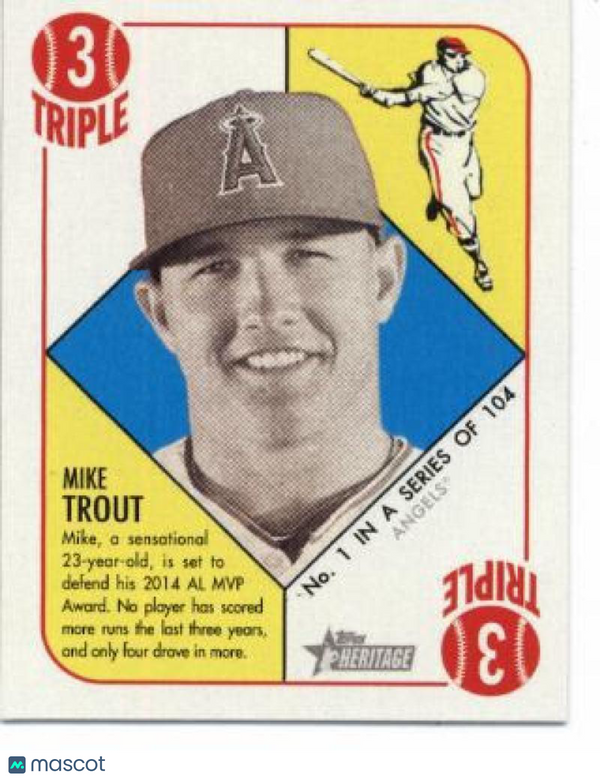 2015 Topps Heritage '51 Mini Red Back #1 Mike Trout Los Angeles Angels