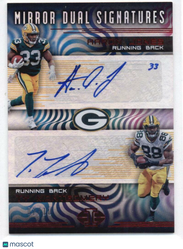 2018 Panini Illusions Mirror Dual Signatures Red #9 Aaron Jones/Ty Montgomery Pa