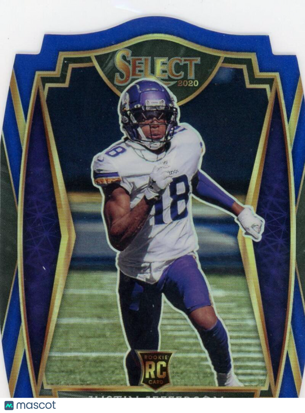 2020 Panini Select Blue Prizm Die-Cut #161 Justin Jefferson Vikings Premier Leve