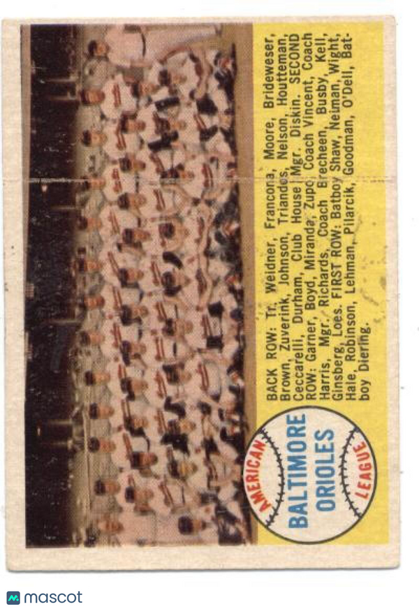 1958 Topps #408b Orioles Team Orioles VG-EX