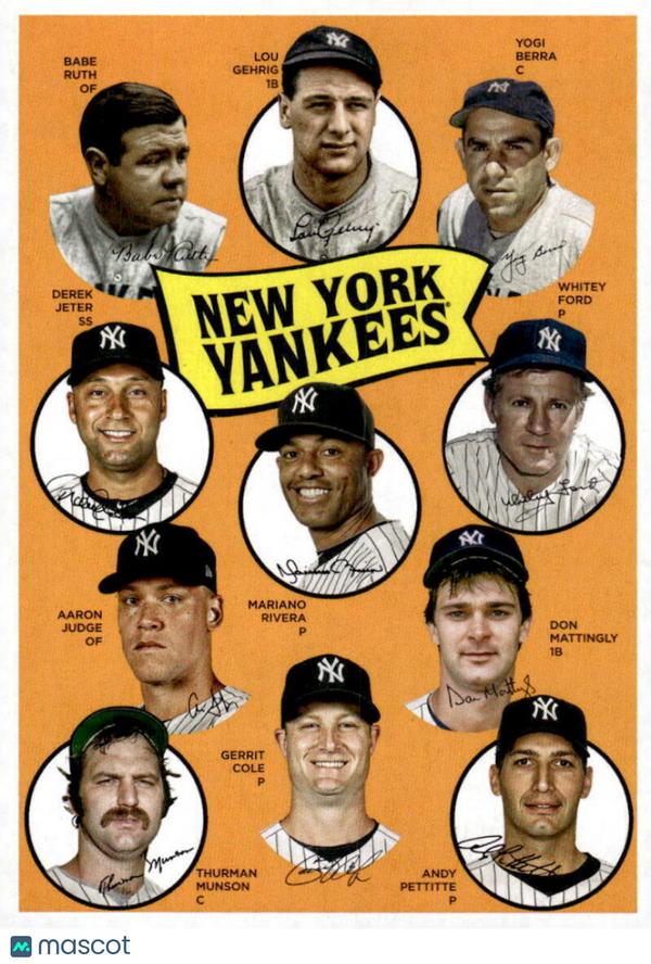 2023 Topps Archives 1969 Team History Baseball Post Card New York Yankees