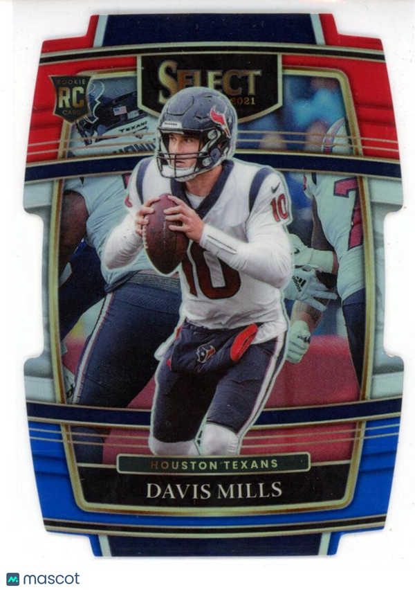 2021 Panini Select Red and Blue Prizm Die-Cut #65 Davis Mills ROOKIE CARD Housto