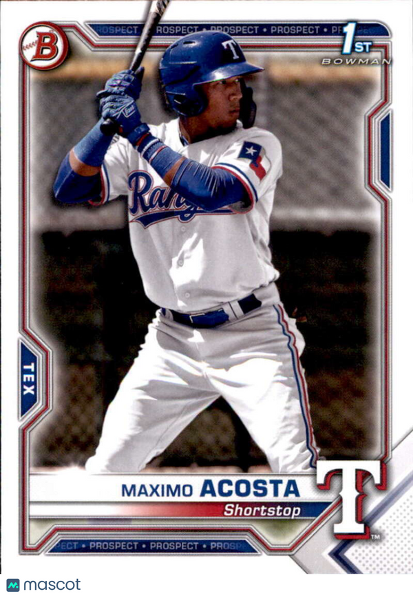 2021 Bowman Prospects #BP-7 Maximo Acosta Rangers 1st Bowman Card NM-MT