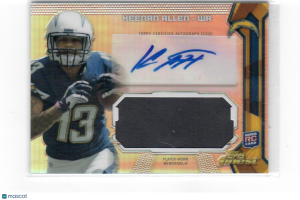 2013 Topps Finest Jumbo Relic Refractor Autograph #AJR-KA Keenan Allen Chargers