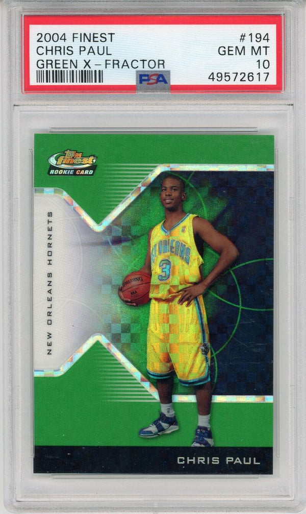 2004 Topps Finest X-Fractors Green #194 Chris Paul New Orleans Hornets Serial #d 09/30 PSA 10 GEM MINT Basketball Card