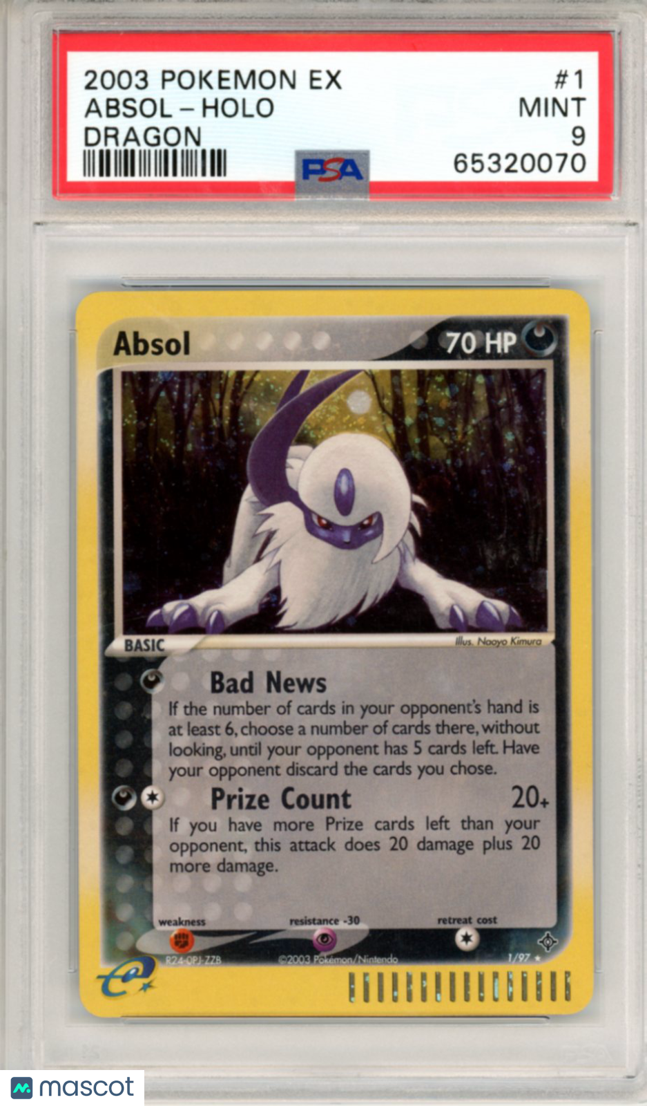 2003 Pokemon EX Dragon Absol #1 Holo PSA 9 MINT