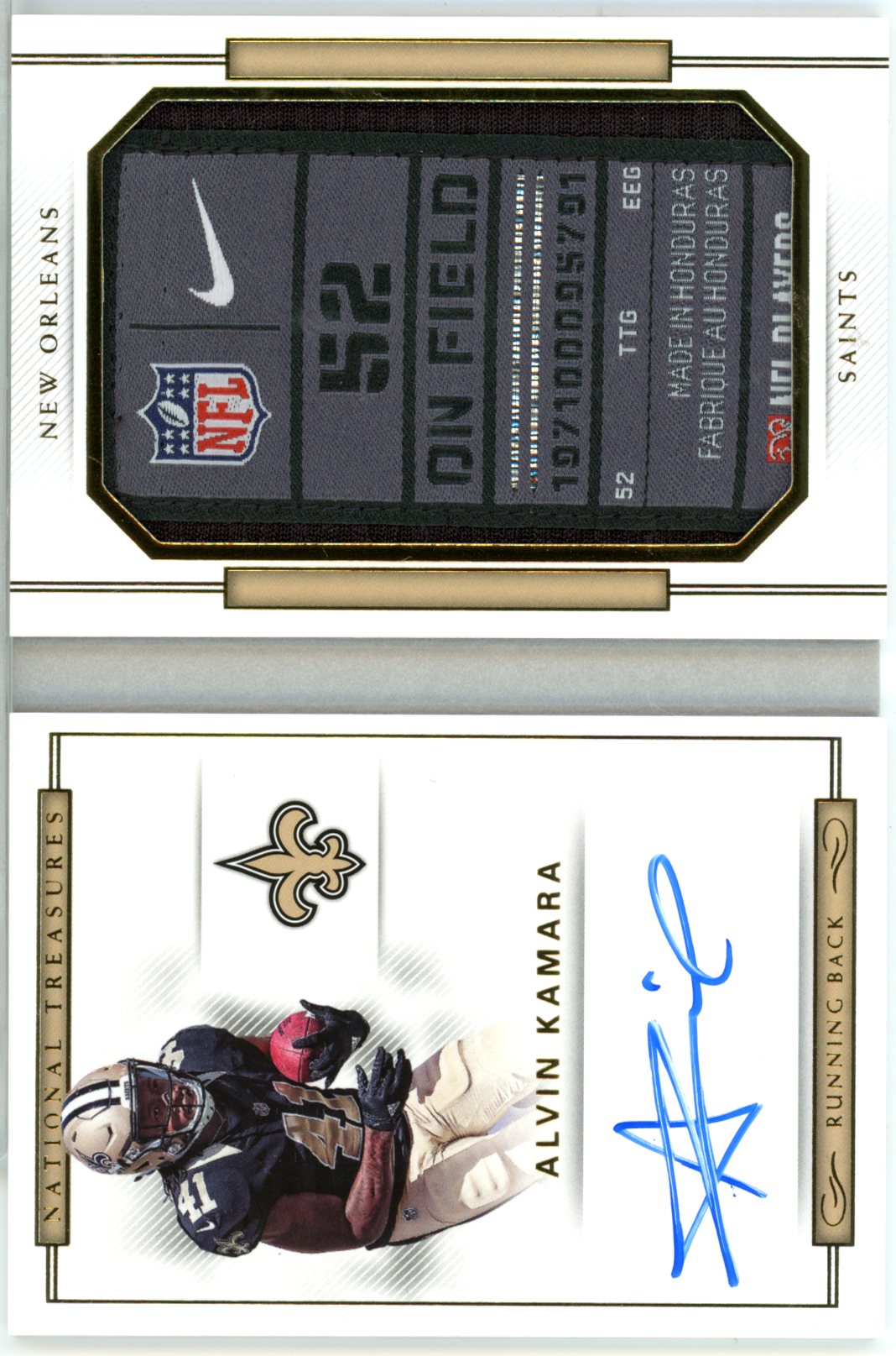 2018 Panini National Treasures Alvin Kamara Rookie 5/5 Laundry Tag Patch Saints