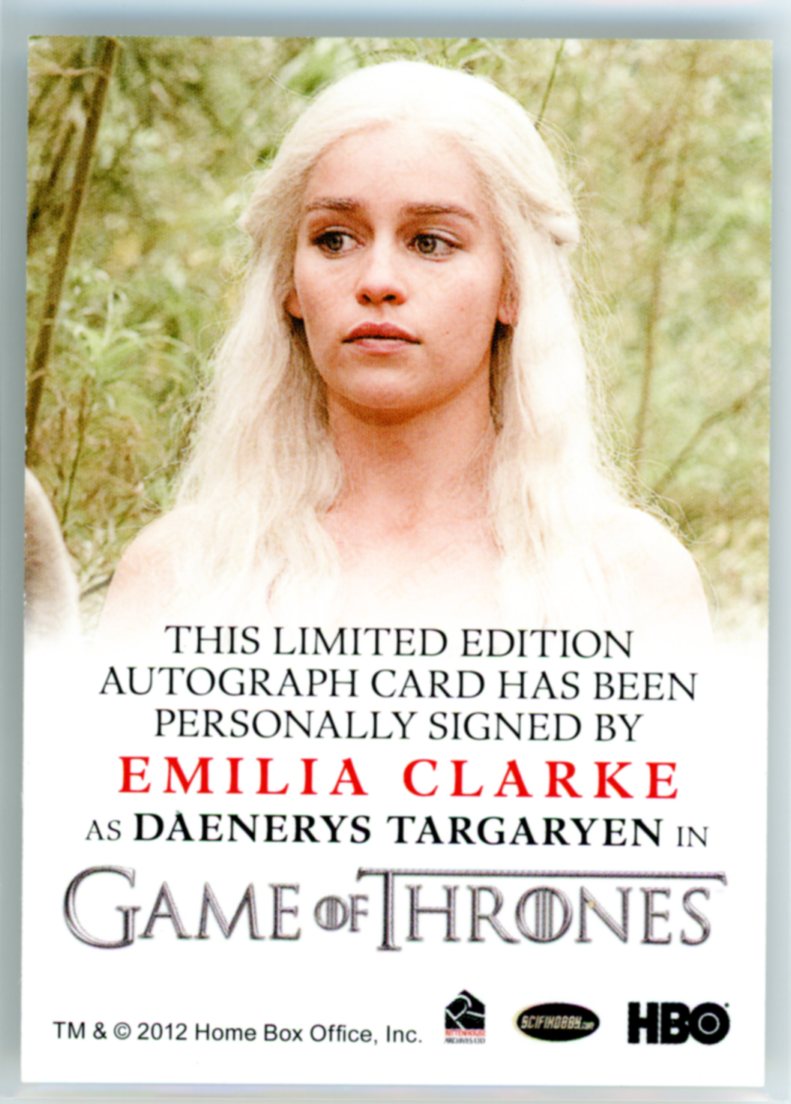 2012 Rittenhouse Game of Thrones Season 1 Emilia Clarke Autograph Full Bleed