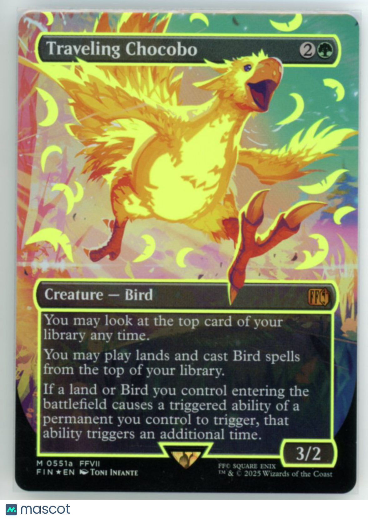 2025 Magic: The Gathering Traveling Chocobo Neon Yellow M 0551a Final Fantasy