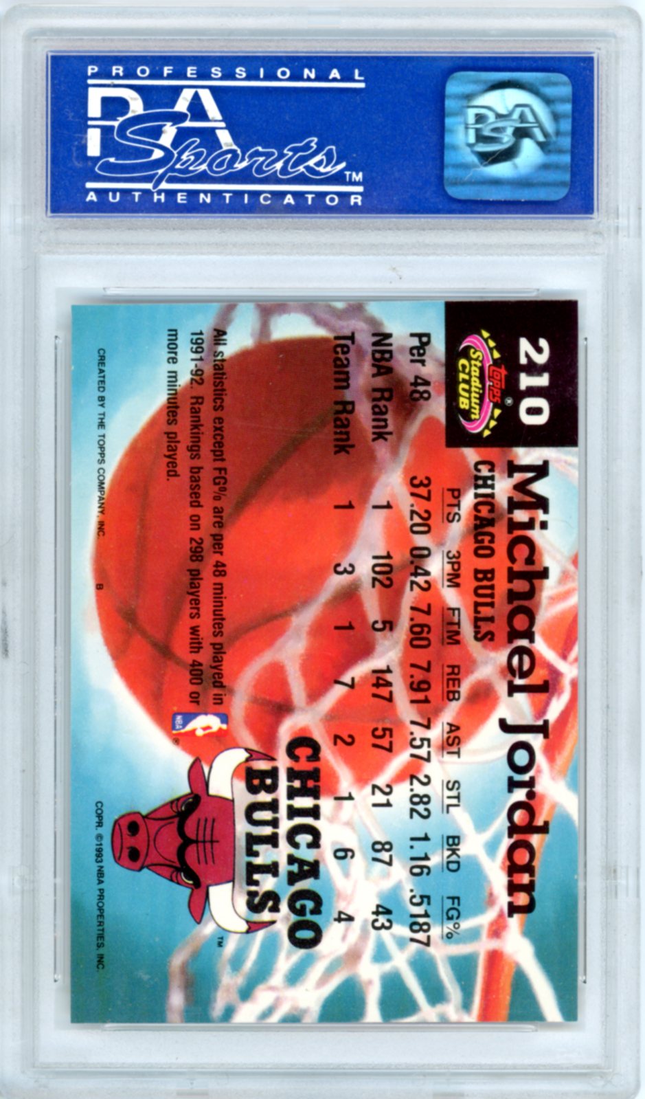 1992 Stadium Club Michael Jordan #210 PSA 9