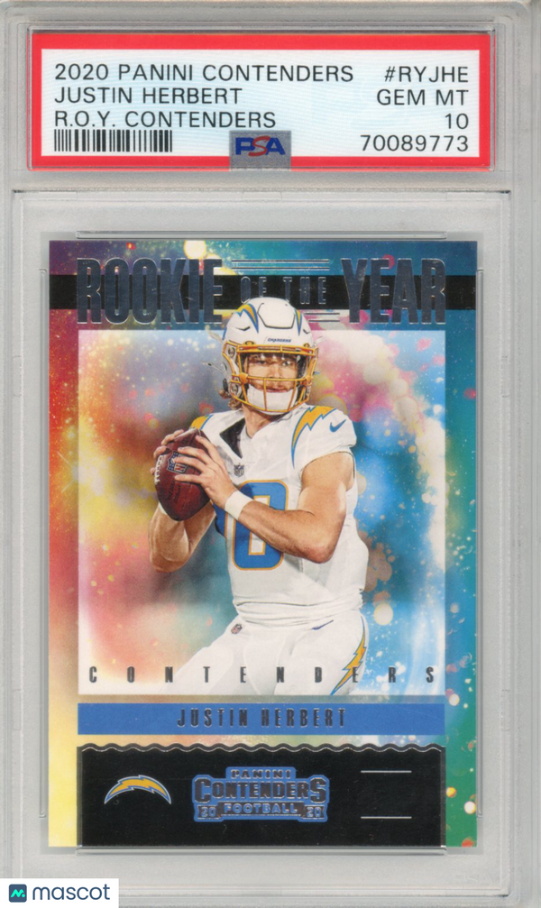 2020 Contenders Rookie Of The Year Justin Herbert Contenders #RYJHE PSA 10