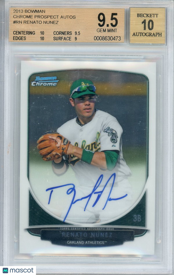 2013 Bowman Chrome Prospect Autographs Renato Nunez #RN BGS 9.5