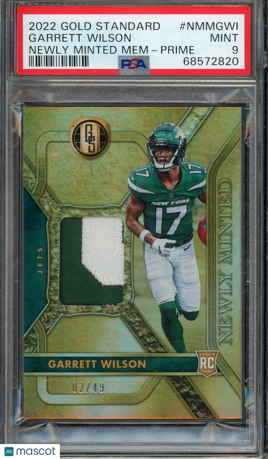2022 Gold Standard Newly Minted Memorabilia Garrett Wilson Prime Rookie PSA 9