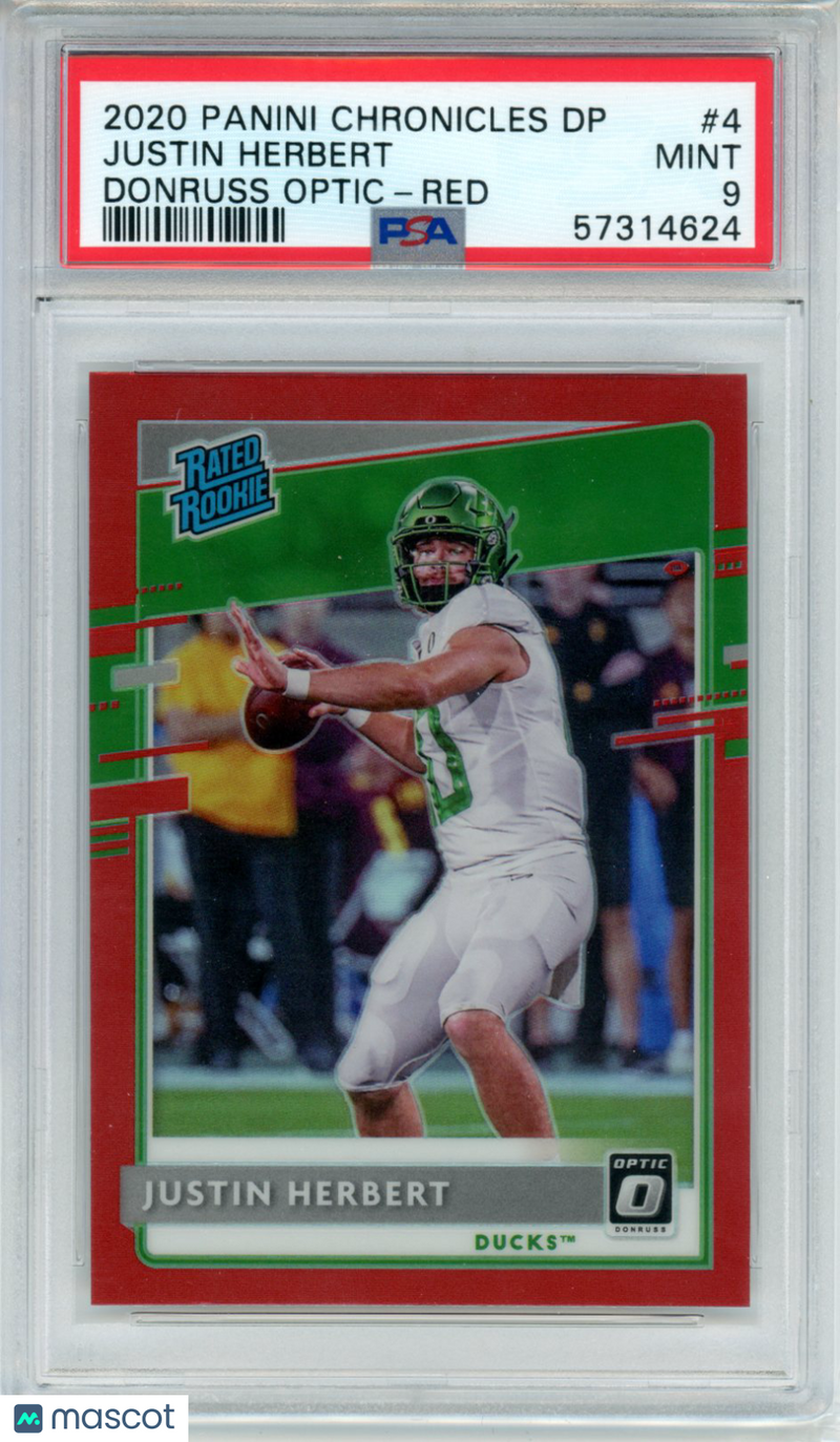 2020 Panini Chronicles Draft Picks Optic Red Justin Herbert PSA 9