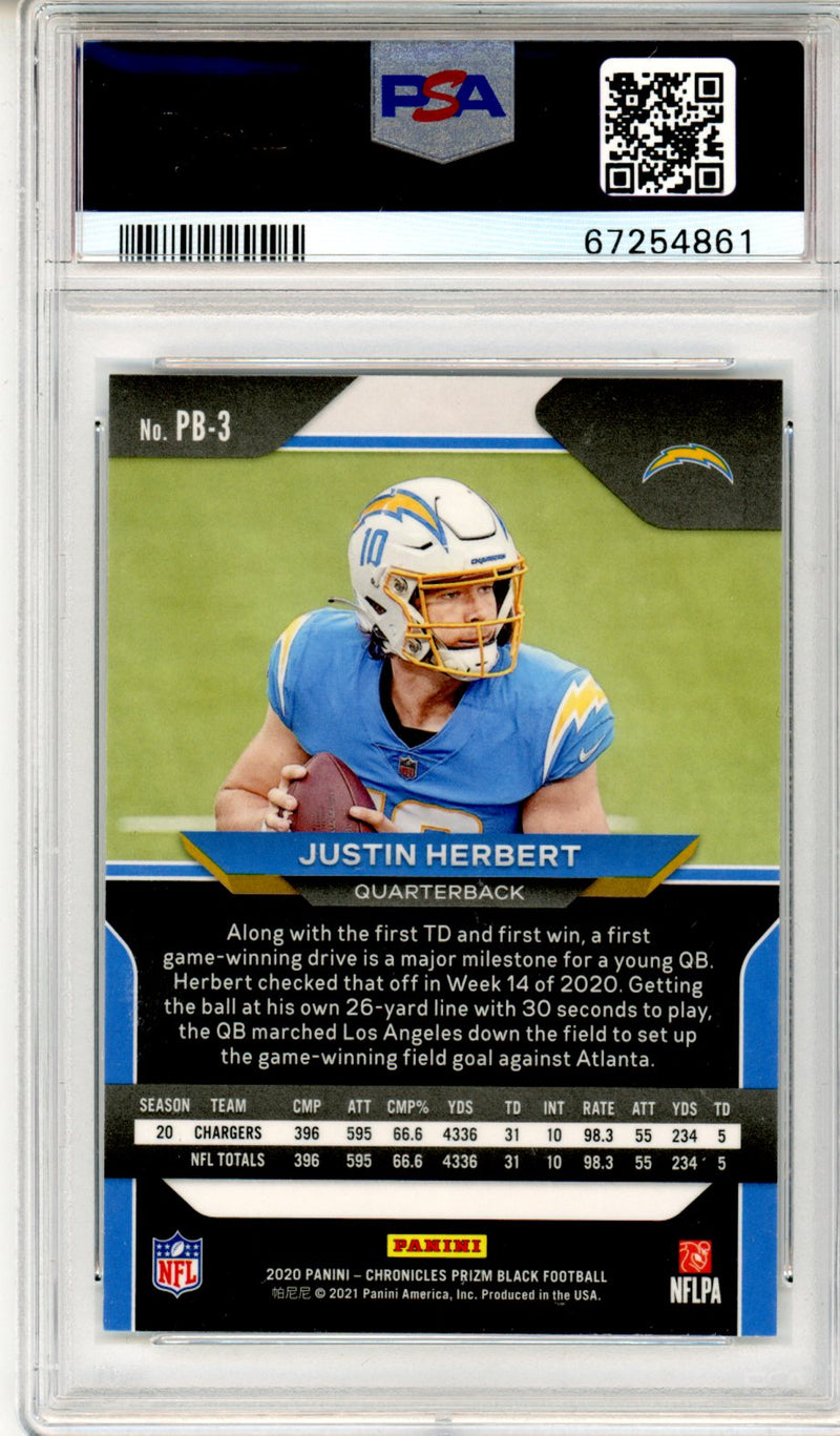 2020 Panini Chronicles Prizm Black Justin Herbert Prizm Black