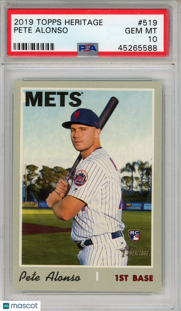 2019 Topps Heritage Pete Alonso #519 PSA 10 GEM MINT Rookie