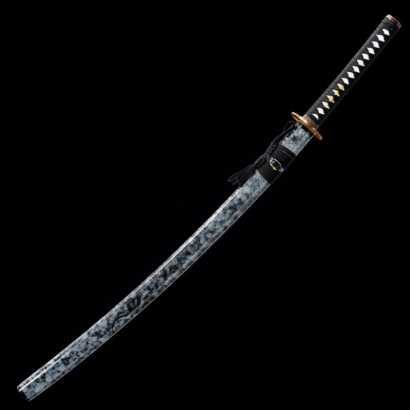 Handmade Japanese Katana 1045 Carbon Steel With Black Blade And Blue Scabbard
