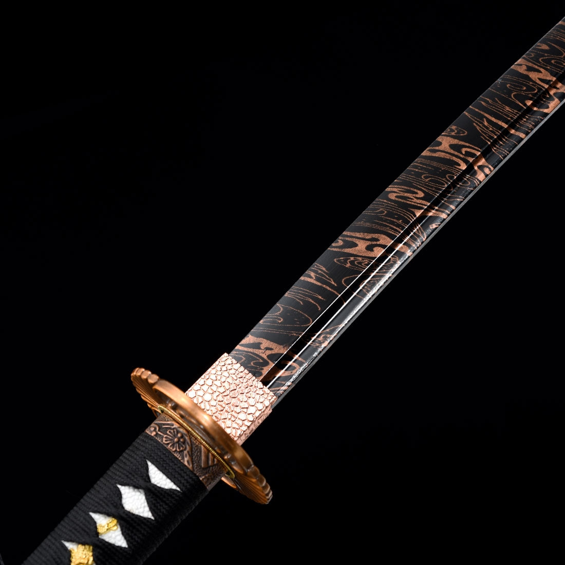 Handmade Japanese Katana 1045 Carbon Steel With Black Blade And Blue Scabbard