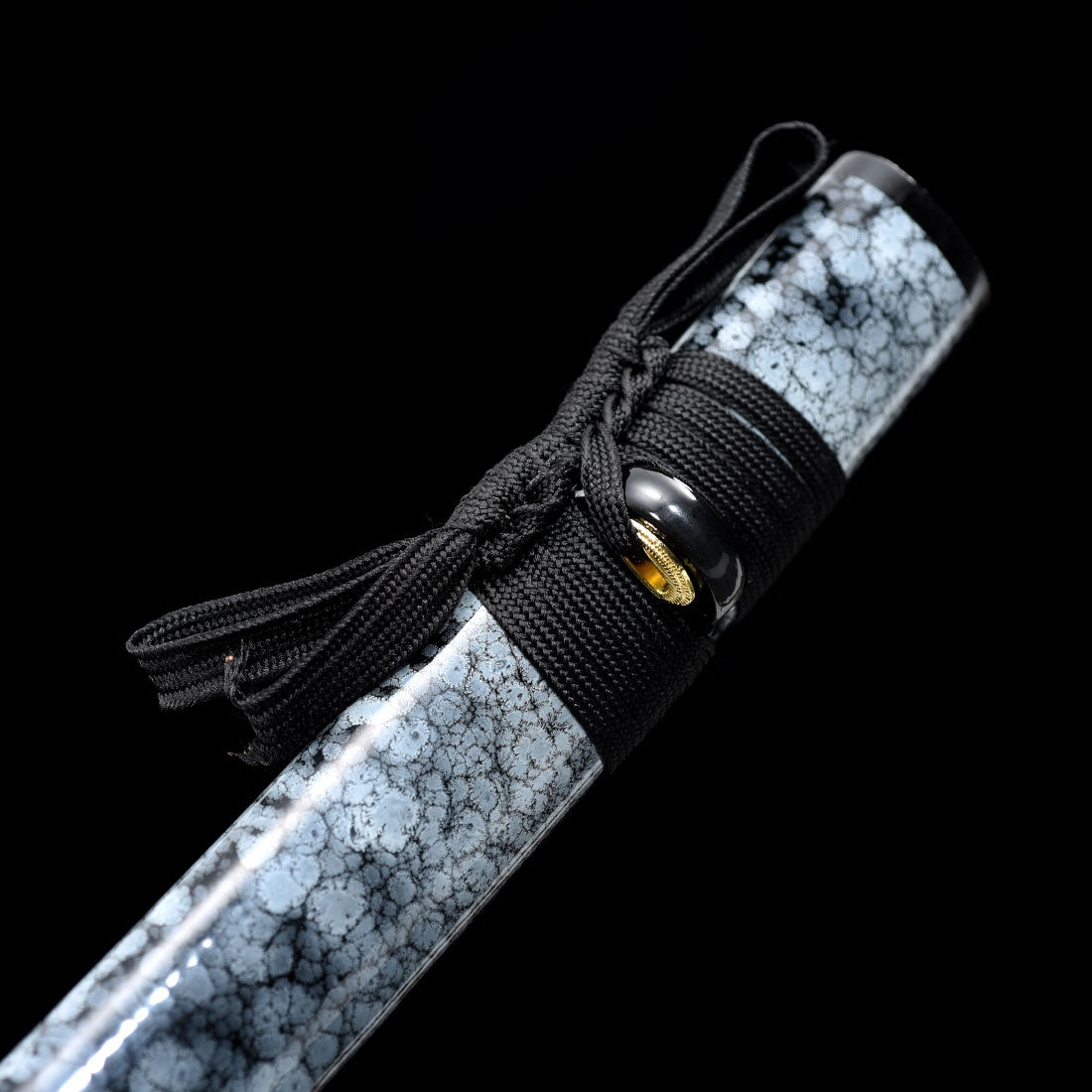Handmade Japanese Katana 1045 Carbon Steel With Black Blade And Blue Scabbard
