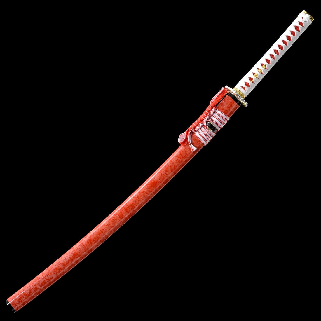 Handmade Japanese Katana Sword With Blood Red Blade And Scabbard