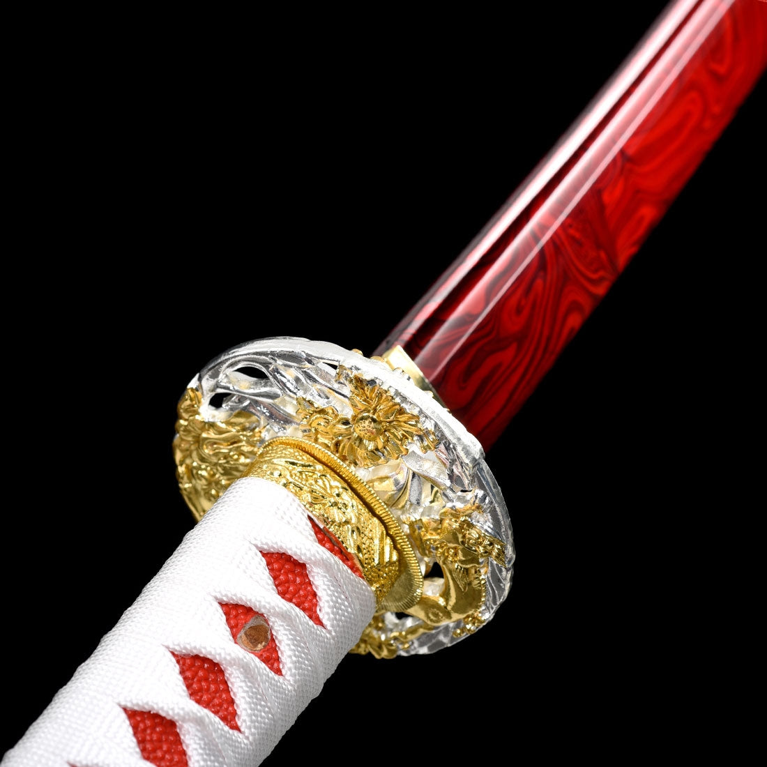 Handmade Japanese Katana Sword With Blood Red Blade And Scabbard